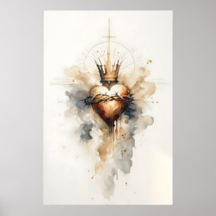 Heilig Hart Van Jezus Print – Aquarel Katholiek