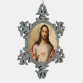 Heilig hart van Jezus Religieus katholiek Tin Sneeuwvlok Ornament (Links)