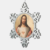 Heilig hart van Jezus Religieus katholiek Tin Sneeuwvlok Ornament (Rechts)