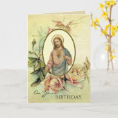 Heilig hart van Jezus Religieuze Birthday Rozen Kaart (Gele Bloem)