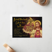 Heilig hart van Jezus Religieuze goddelijke genade Notitiekaartje (Voorkant / Achterkant in situ)