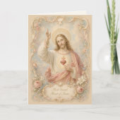 Heilig Hart van Jezus Rococo bloemensegen Kaart (Voorkant)