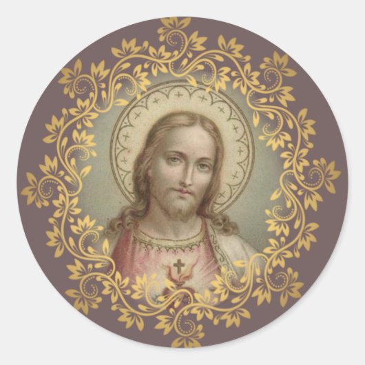  heilig hart van Jezus Ronde Sticker (Voorkant)