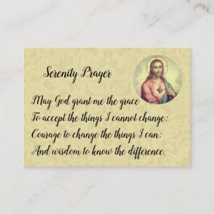 Heilig hart van Jezus Serenity Prayer Visitekaartje