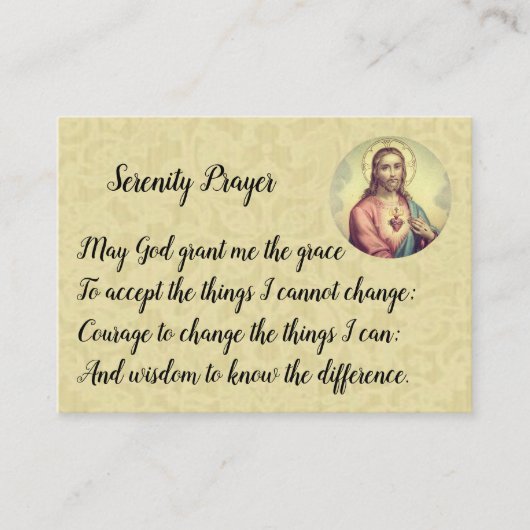 Heilig hart van Jezus Serenity Prayer Visitekaartje (Voorkant)