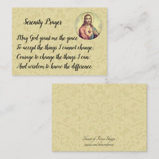 Heilig hart van Jezus Serenity Prayer Visitekaartje (Voorkant / Achterkant)