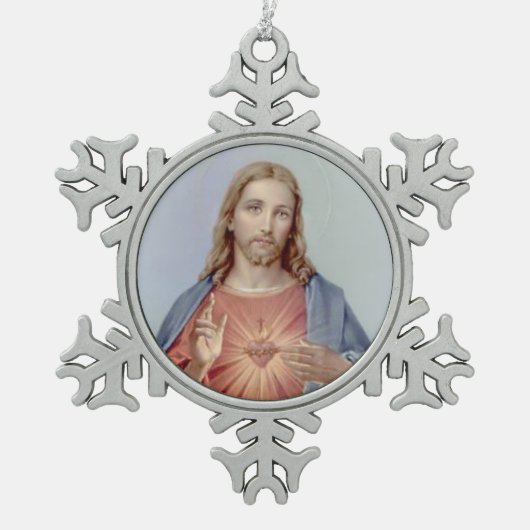  heilig hart van Jezus Tin Sneeuwvlok Ornament (Voorkant)