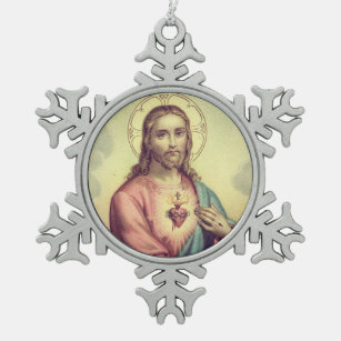 Heilig hart van Jezus Tin Sneeuwvlok Ornament