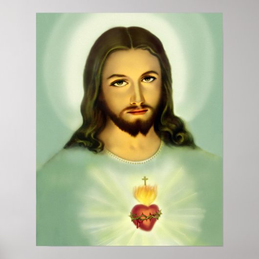 Heilig hart van Jezus Traditional Blue tone Poster (Voorkant)