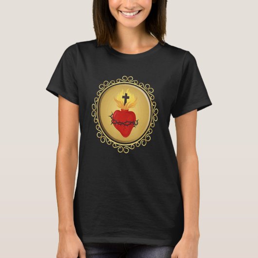 Heilig hart van Jezus Traditioneel Latijn T-shirt (Voorkant)