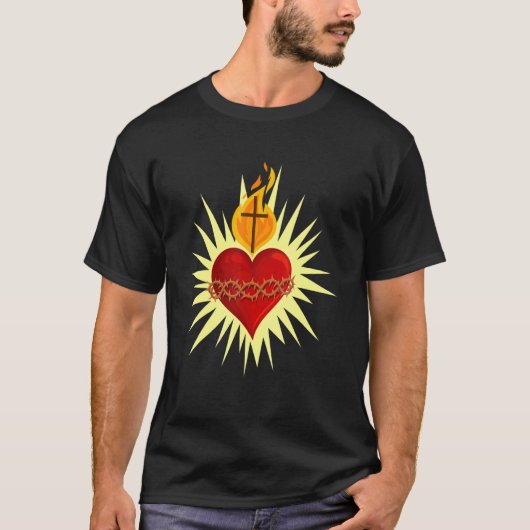 Heilig hart van Jezus Traditioneel Latijn T-shirt (Voorkant)