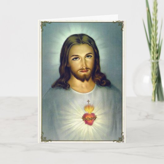Heilig Hart van Jezus Traditionele Katholieke Pose Kaart (Voorkant)