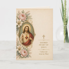 Heilig Hart van Jezus Vertrouwen in U Bloem Cathol Kaart
