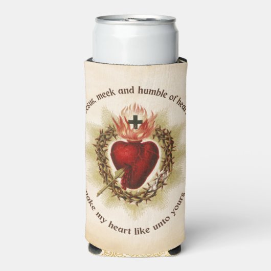 Heilig Hart van Jezus zachtmoedig en nederig Seltzer Blikjeskoeler (Seltzer Voorkant)