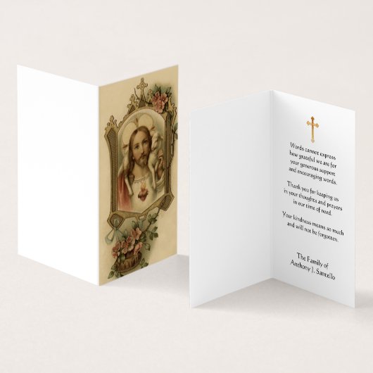 Heilig hart van JezusKatholiek condoleances Dank u Visitekaartje (Binnen en buitenkant)