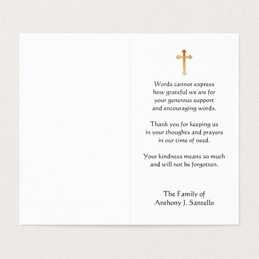 Heilig hart van JezusKatholiek condoleances Dank u Visitekaartje (Binnenkant ongevouwen)