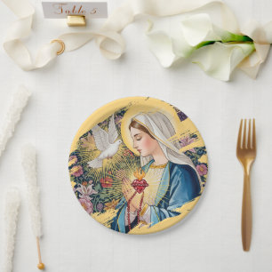Heilig Hart van Maria, Devotie, Christelijke Kunst Papieren Bordje