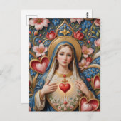 Heilig Hart van Maria Religieus Briefkaart (Voorkant / Achterkant)