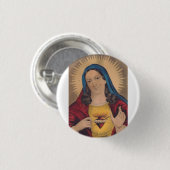 Heilig Hart van Maria Ronde Button 3,2 Cm (Voorkant /achterkant)