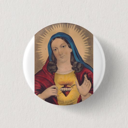Heilig Hart van Maria Ronde Button 3,2 Cm (Voorkant)