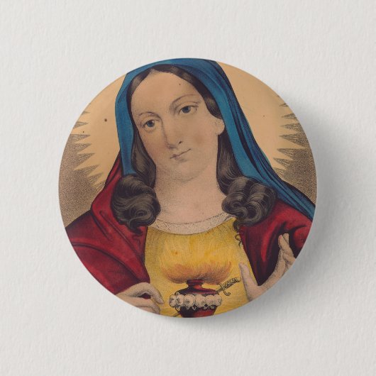 Heilig Hart van Maria Ronde Button 5,7 Cm (Voorkant)