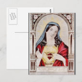 Heilig hart van Mary Briefkaart (Voorkant / Achterkant)