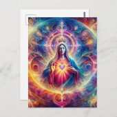Heilig hart van Mary Briefkaart (Voorkant / Achterkant)