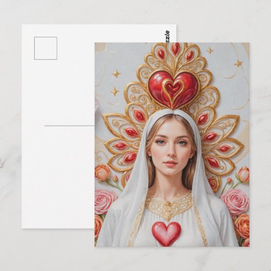 Heilig hart van Mary Briefkaart (Voorkant / Achterkant)