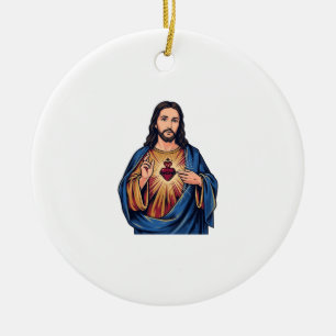 Heilig Hart Vintage Gravure Religieus Vector De Keramisch Ornament