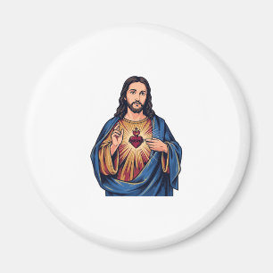 Heilig Hart Vintage Gravure Religieus Vector De Magneet