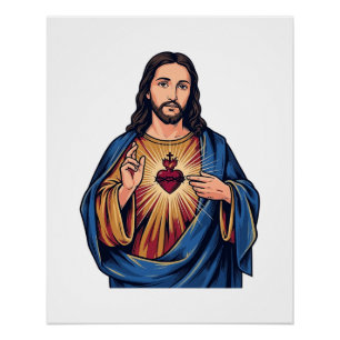 Heilig Hart Vintage Gravure Religieus Vector De Perfect Poster