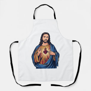 Heilig Hart Vintage Gravure Religieus Vector De Schort