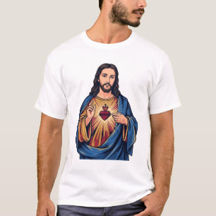 Heilig Hart Vintage Gravure Religieus Vector De T-shirt
