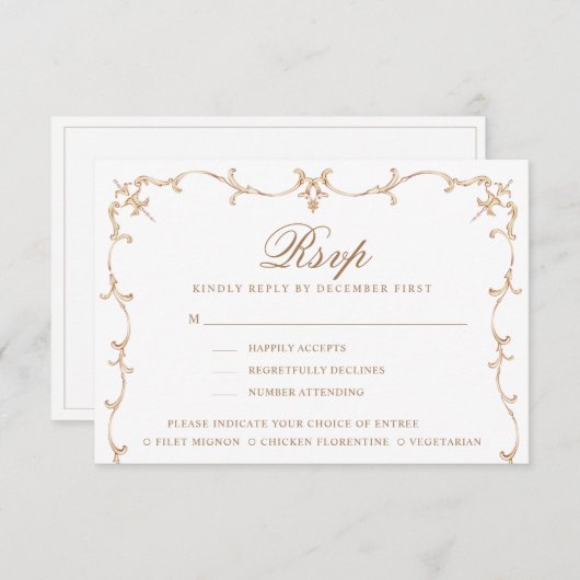 Heilig Hartcrest | Monogram RSVP | Maaltijdopties (Voorkant / Achterkant)