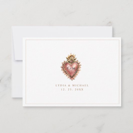 Heilig Hartcrest | Monogram RSVP | Maaltijdopties Kaartje (Achterkant)