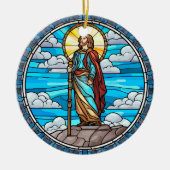 Heilig Jezus Glas in lood Kerst Keramisch Ornament (Voorkant)