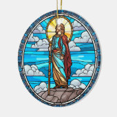 Heilig Jezus Glas in lood Kerst Keramisch Ornament (Links)