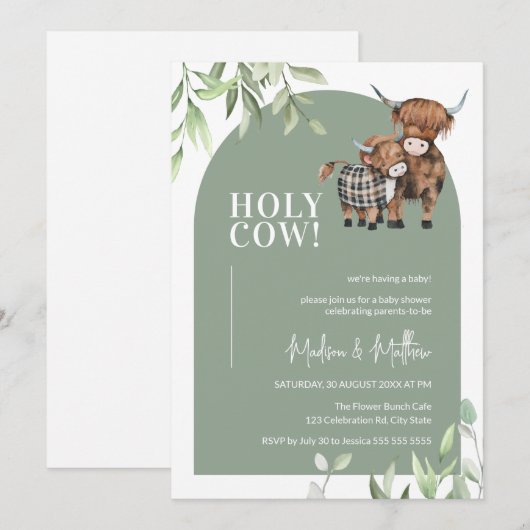 Heilig Koe Grieks Boerderij Hoogland Baby shower Kaart (Voorkant / Achterkant)