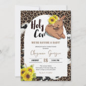 Heilig Koe Rustisch Western zonnebloem Baby shower Kaart (Voorkant)