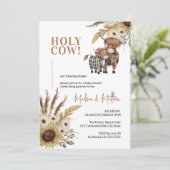 Heilig Koe Zonnebloem Rustisch Boerderij Baby show Kaart (Staand voorkant)