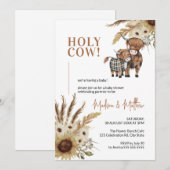Heilig Koe Zonnebloem Rustisch Boerderij Baby show Kaart (Voorkant / Achterkant)