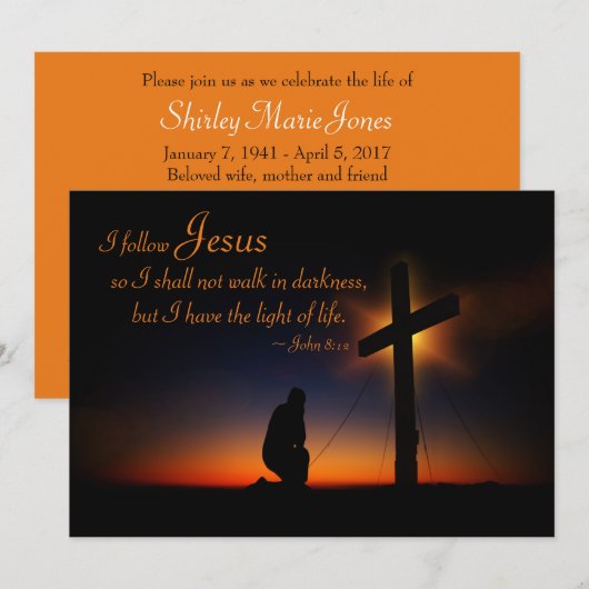 Heilig Kruis bij Sunset Memorial Service Aankondig Kaart (Voorkant / Achterkant)