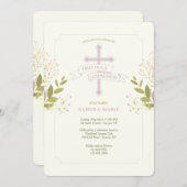 Heilig Kruis Eerste Heilige Communie Roze Kaart (Voorkant / Achterkant)