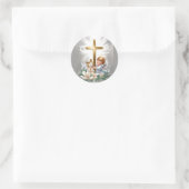 Heilig Kruis en Cupido Christelijk Ronde Sticker (Tas)