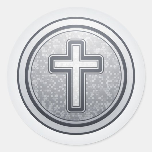 Heilig Kruis en Gebed Ronde Sticker (Voorkant)