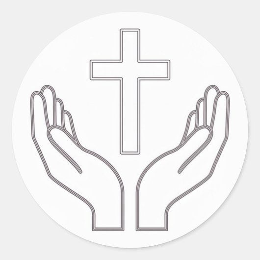 Heilig Kruis en Gebed Ronde Sticker (Voorkant)