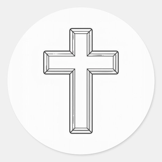 Heilig Kruis en Gebed Ronde Sticker (Voorkant)
