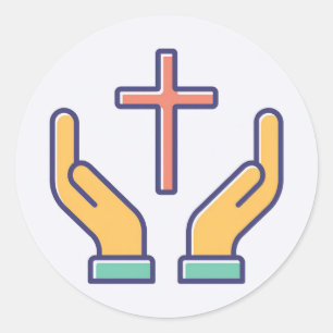 Heilig Kruis en Gebed Ronde Sticker