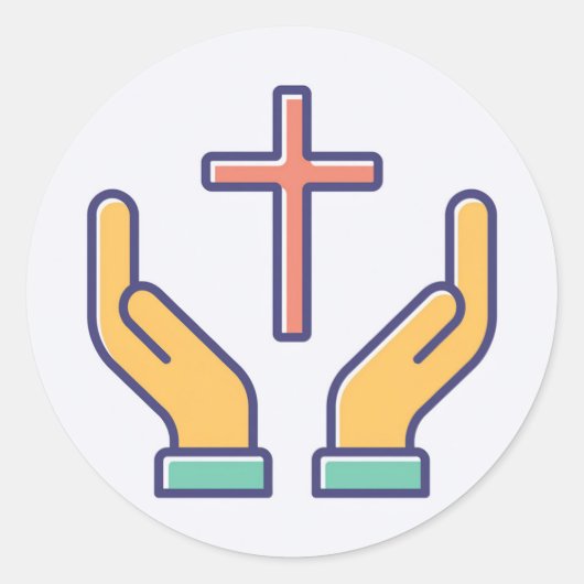Heilig Kruis en Gebed Ronde Sticker (Voorkant)