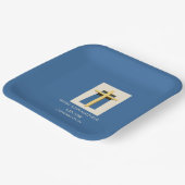 Heilig Kruis en Hemelblauwe Religieuze Bevestiging Papieren Bordje (Gebogen)